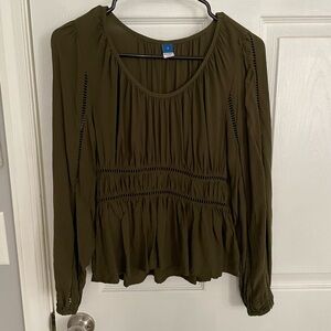 NWOT Old navy olive blouse cinched waist